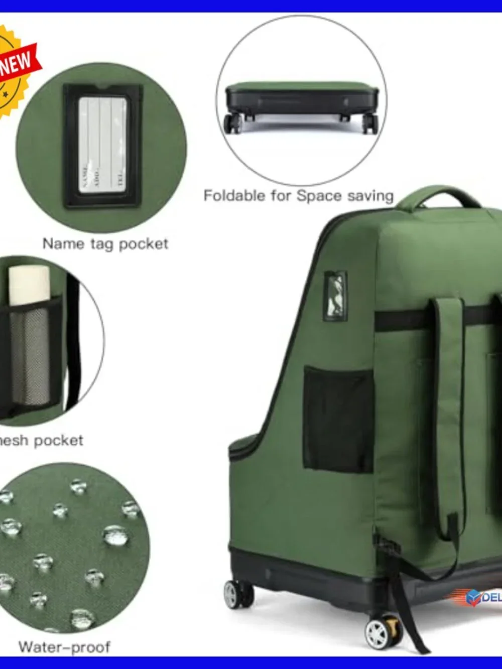 Hard Bottom Car Seat Travel Bag with Spinner Wheels for Airplanes